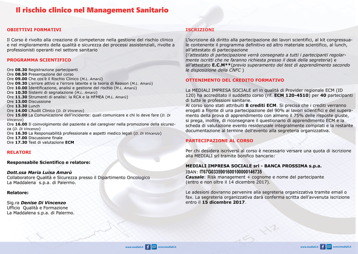 Brochure Il rischio clinico nel management Sanitario - Mediali.it