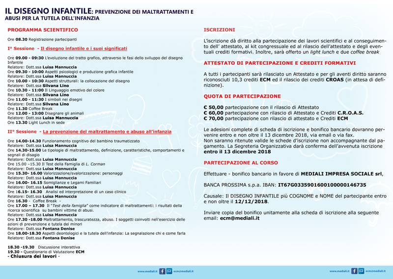 Brochure Convegno Interpretare il disegno infantile - Mediali - Palermo 15 dicembre 2018