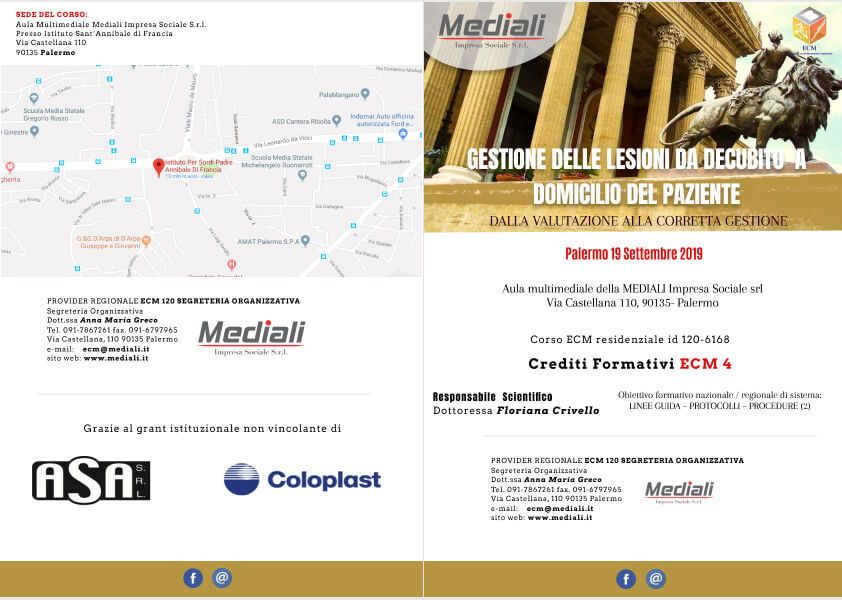 Ecm GESTIONE DELLE LESIONI DA DECUBITO A DOMICILIO DEL PAZIENTE Brochure front