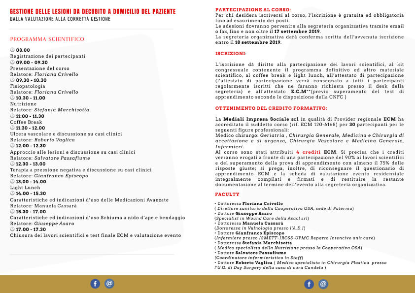 Ecm GESTIONE DELLE LESIONI DA DECUBITO A DOMICILIO DEL PAZIENTE Brochure retro